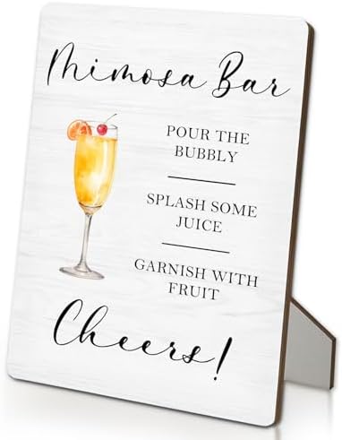 Mimosa Bar Sign 5x7 Inch Wooden Stand