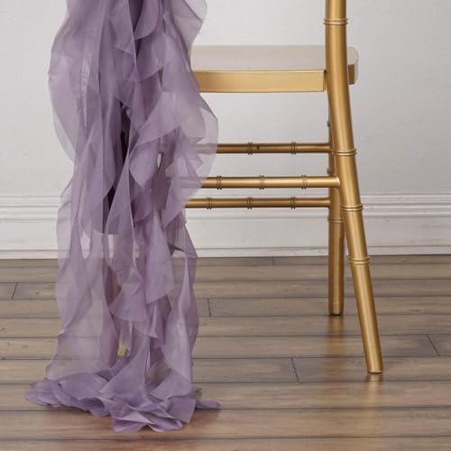 10 Amethyst Curly Chiffon Chair Sashes Wedding Decor