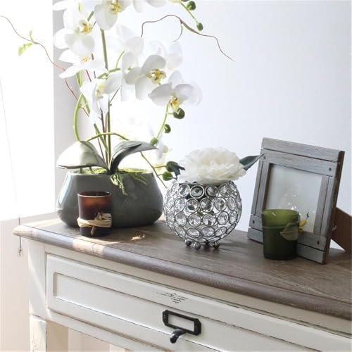Pemberly Row Crystal Circular Centerpiece Bowl in Chrome