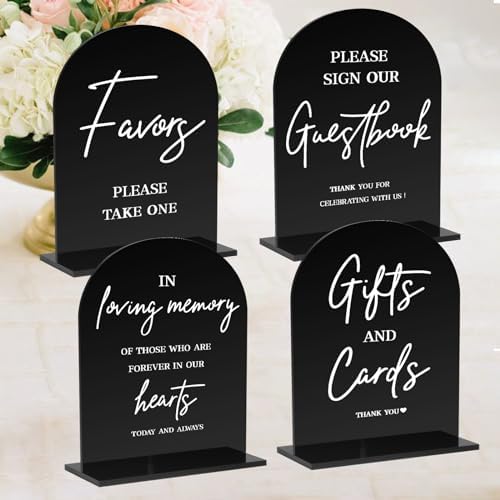 KOSKIMER 4 Pcs Acrylic Wedding Signs 5x7 Inch Black Decor