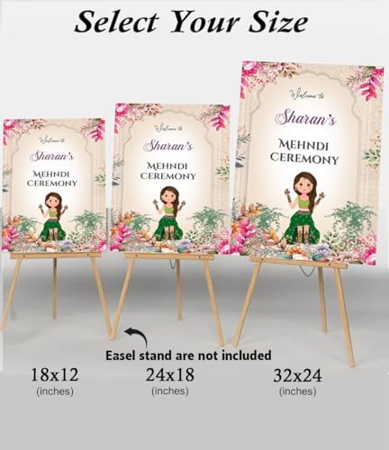 Indian Mehndi Ceremony Welcome Sign Board