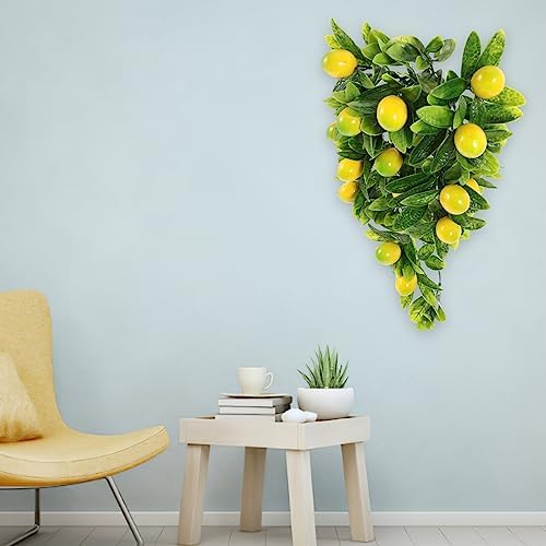 Home Decor Artificial Lemon Wreath with Teardrops and Green Leaves