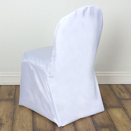 Balsa Circle 10 Pc White Polyester Chair Covers for Parties and Weddings