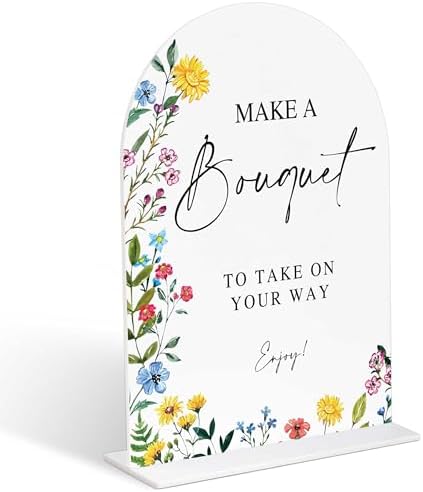 Bouquet Bar Sign with Acrylic Base Floral Wedding Decor