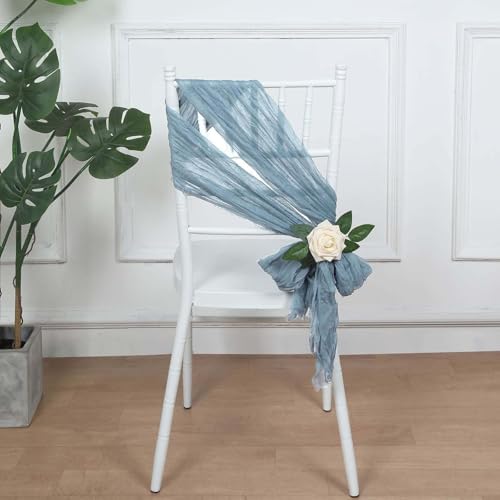 Efavormart 5 Pack Dusty Blue Gauze Chair Sashes