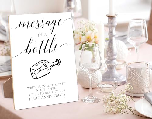 Wedding Message in a Bottle Guest Book Sign with Stand - 8x11 Inch