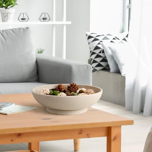 Large Decorative Bowl Artificial Stone Beige