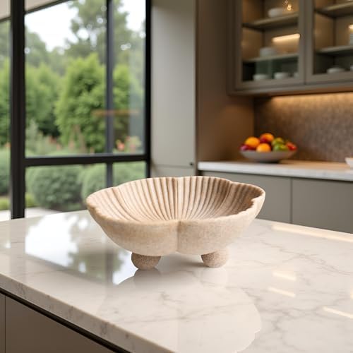 Large Decorative Bowl Set with Scalloped Pedestal Design
