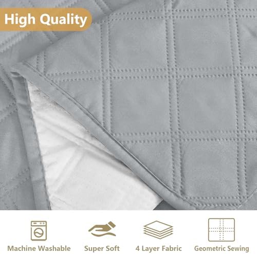 HDCAXKJ L Shape Sofa Cover 4 Pc Set Silvery Gray