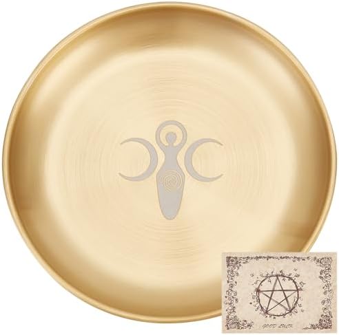 CREATCABIN Tarot Altar Plate Candle Holder with Golden Design