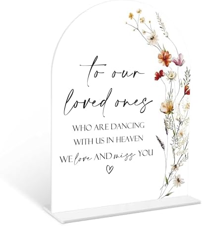 Boho Floral Wedding Memorial Sign with Holder