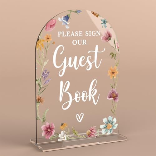 Wildflowers Acrylic Wedding Sign Guestbook Arch Table Decor