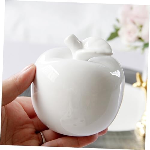 Artibetter White Ceramic Apple Statue Desktop Decor