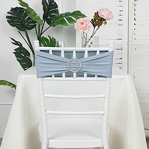 Balsa Circle 10 Dusty Blue Spandex Chair Sashes with Silver Round Buckle