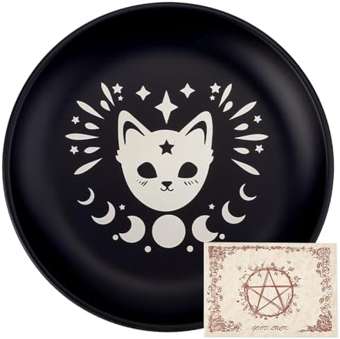 CREATCABIN Black Cat Ritual Plate Offering Bowl