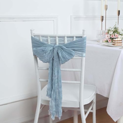 Efavormart 5 Pack Dusty Blue Gauze Chair Sashes