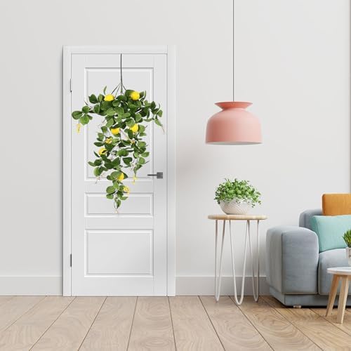 Artificial Lemon Teardrop Wreath for Front Door Decor