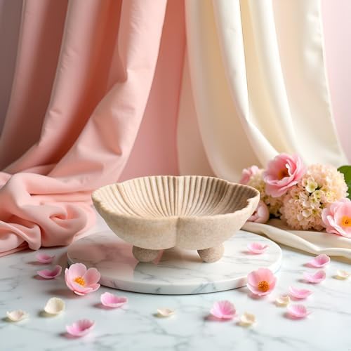 Large Decorative Bowl Set with Scalloped Pedestal Design