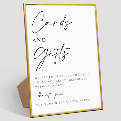 Gold Frame Wood Wedding Sign with Stand 1