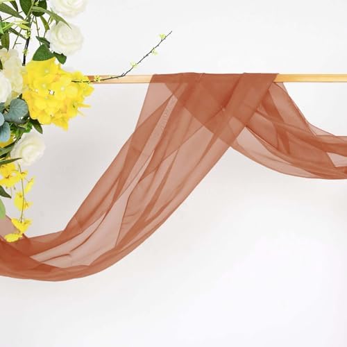 Efavormart 18 Ft Terracotta Sheer Organza Curtain Panels