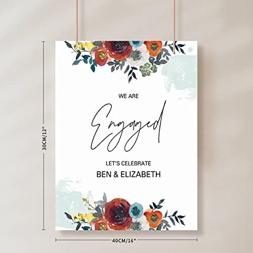 Customizable Red Floral Wood Wedding Welcome Sign 12x16 Inch