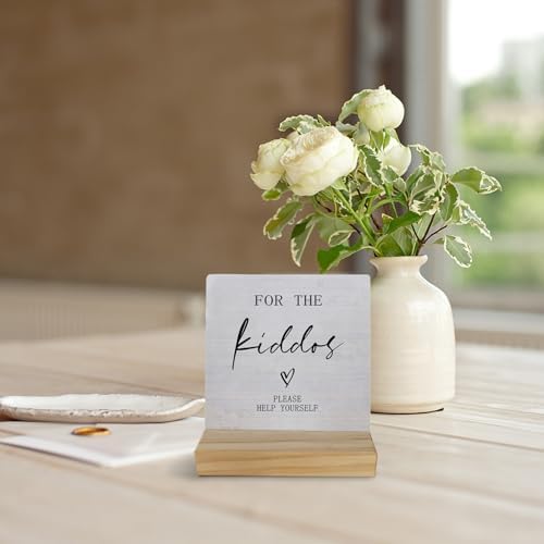 Kids Wedding Sign with Wood Base Decor