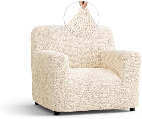 PAULATO Chair Cover - Stretch Fit 1-Piece Slipcover - Cream