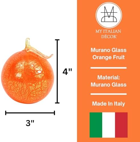 MY ITALIAN DCOR Handmade Murano Glass Orange Figurine 4 Inch Tall