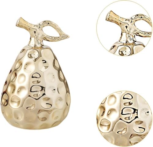 Pear Figurine Ceramic Ornament Gold