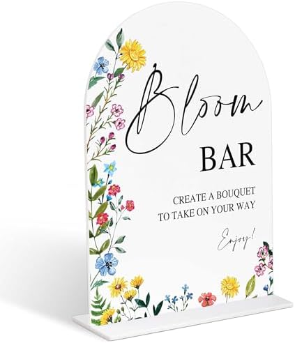 Bloom Bar Sign Acrylic Wedding Decor with Base