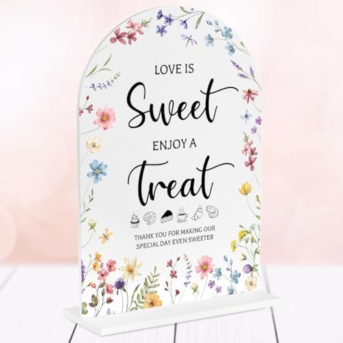 Wildflower Wedding Sign Decor for Dessert Table and Ceremony