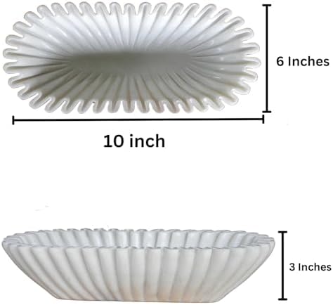 Handcrafted Marble Scallop Bowl 10 Inches White