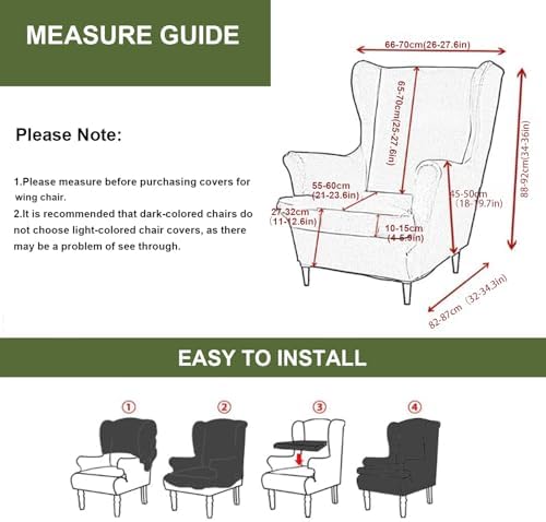 HAOYONG 2 Piece Wingback Chair Slipcover Set