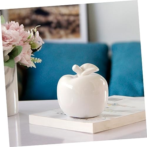Artibetter White Ceramic Apple Statue Desktop Decor