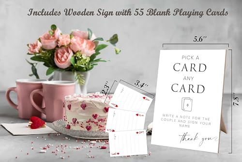 Elegant Wooden Guest Book Sign with 55 Playing Cards