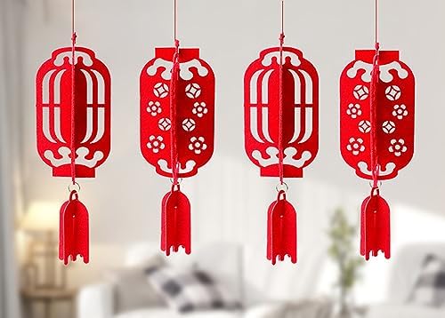 4PCS 17inch Red Lanterns for Chinese New Year Decorations