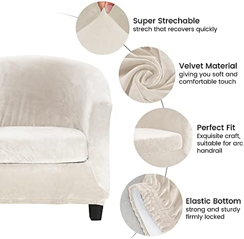 MIFXIN 2-Piece Velvet Tub Chair Slipcover Set