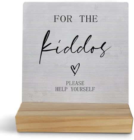 Kids Wedding Sign with Wood Base Decor