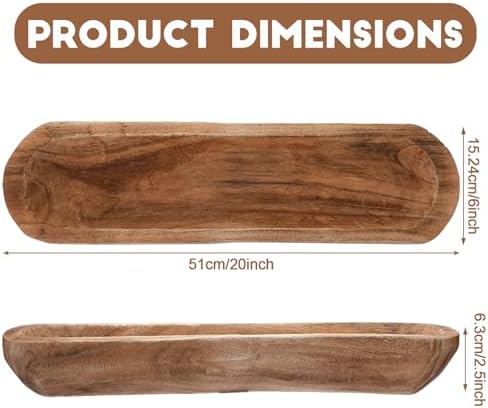 Xaatren Large Wooden Dough Bowl Decor Rustic 20x6 Inch Brown