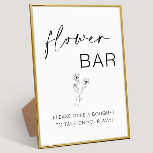 Gold Frame Wood Wedding Sign with Stand 8x11 1