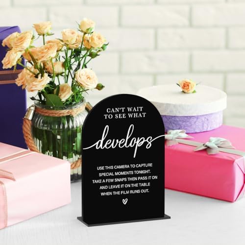 KongMoTree Modern Calligraphy Wedding Sign Arch Acrylic Table Top Sign Black