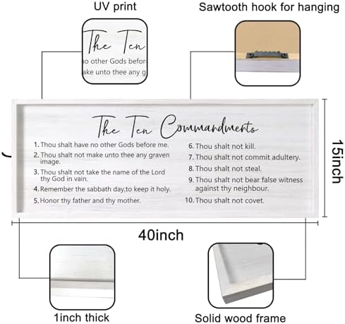 Homuvdok Ten Commandments Framed Wall Art 40x15
