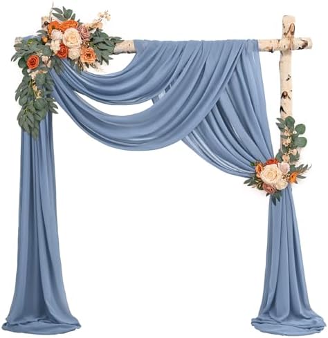 Showgeous 4 Panel Dusty Blue Sheer Chiffon Wedding Arch Drapes