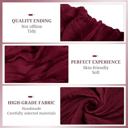 YMHPRIDE 50pcs Burgundy Cheesecloth Chair Sashes