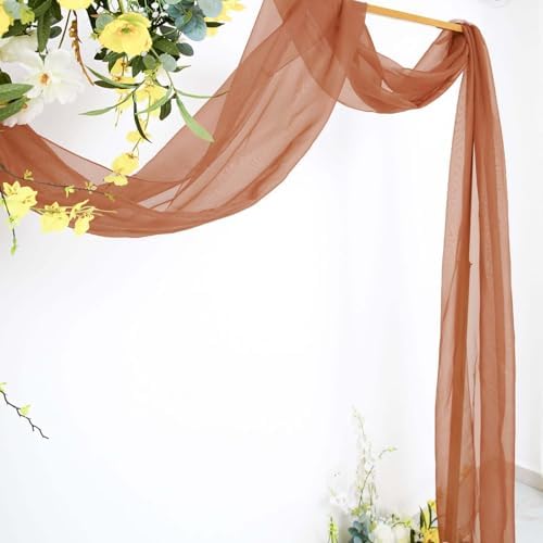 Efavormart 18 Ft Terracotta Sheer Organza Curtain Panels