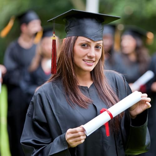 12 Graduation Tassels with 2025 Black Red Charms