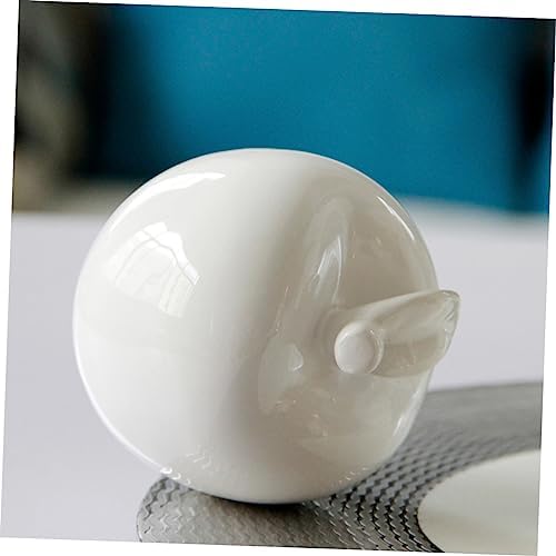 Artibetter White Ceramic Apple Statue Desktop Decor