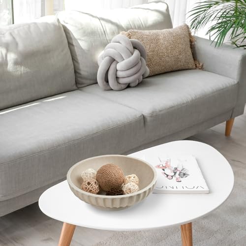 Large Decorative Bowl - Modern Home Decor Beige Artificial Stone