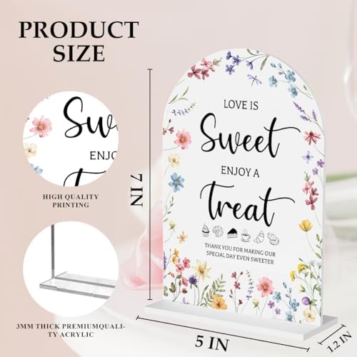 Wildflower Wedding Sign Decor for Dessert Table and Ceremony