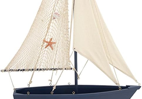 Deco 79 Wood Canvas Sail Boat Decor 29x43